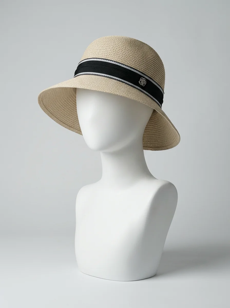 Chapeau cloche paille cellulose femme élégant ruban tissu - Vue 10 - Chapeau cloche