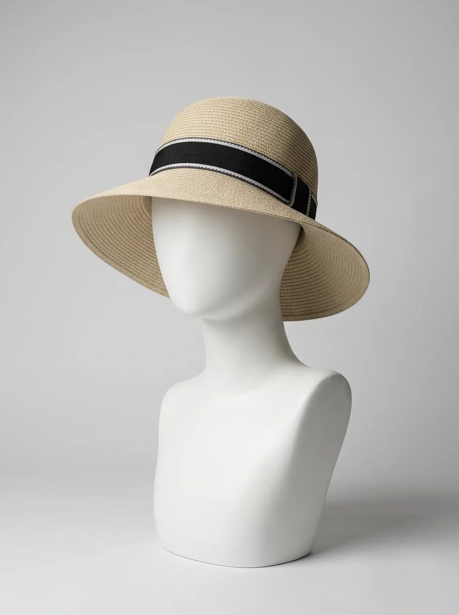 Chapeau cloche paille cellulose femme élégant ruban tissu - Vue 11 - Chapeau cloche