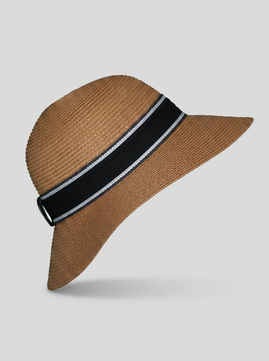 Chapeau cloche paille cellulose femme élégant ruban tissu - Vue 4 - Chapeau cloche