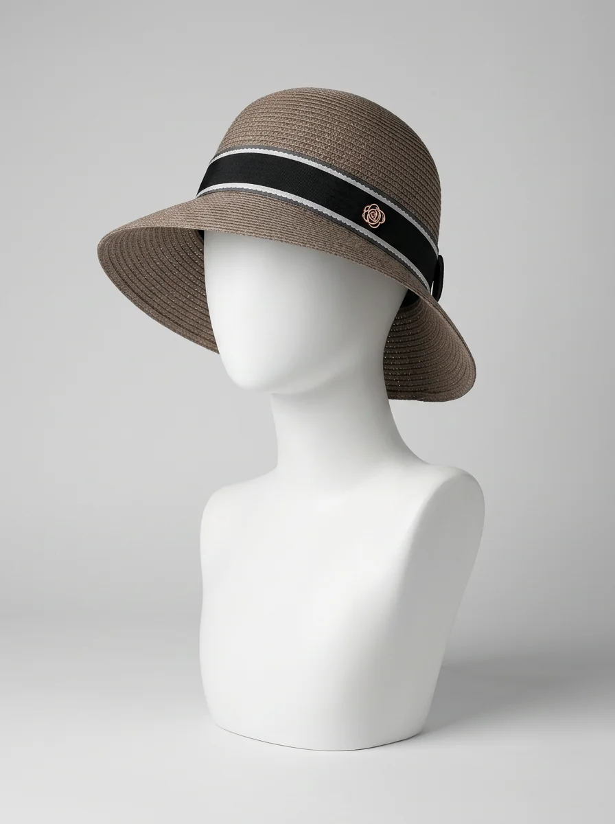 Chapeau cloche paille cellulose femme élégant ruban tissu - Vue 8 - Chapeau cloche