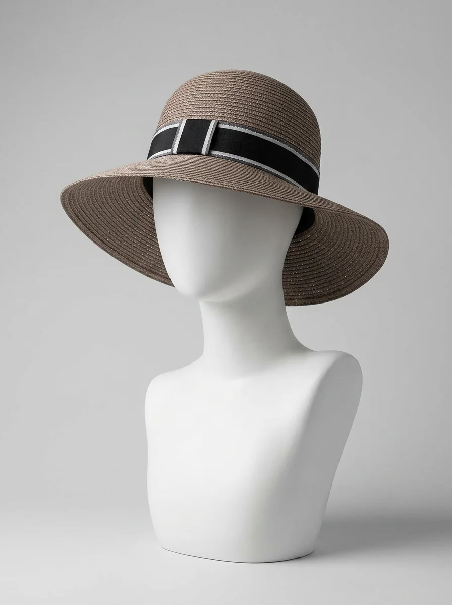 Chapeau cloche paille cellulose femme élégant ruban tissu - Vue 9 - Chapeau cloche